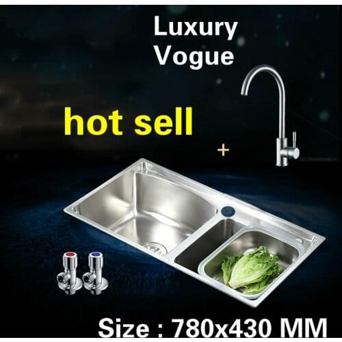 Free shipping Standard individuality kitchen sink hot sell food grade 304 stainless steel double groove 780x430 MM