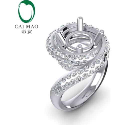 Caimao New Design 8.5mm Round 14k White Gold 1.15ct Natural Full Cut Diamond Prong Ring