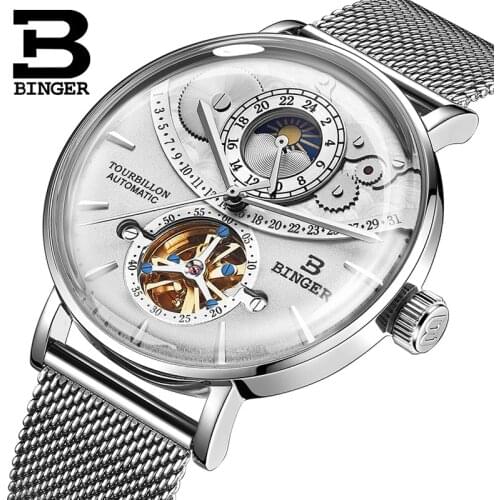 Switzerland Watch Men BINGER Automatic Mechanical Men Watches Luxury Brand Sapphire Relogio Masculino Waterproof Men Watch B-1