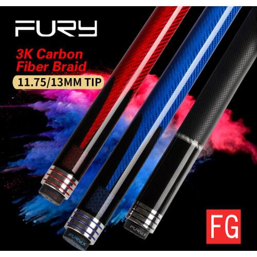 FURY FG Pool Cue Stick with Case 11.75mm/13mm Tip Carbon Fiber Braided Grip Billiard Cue Stick Kit for Professional Athlete