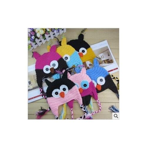 Cartoon Designs 100%Cotton Handmade Children Crochet Hats Various Animal Styles Baby Owl Beanie hat