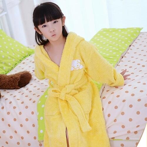 Children bathrobe baby cotton hooded nightgown winter towel fleece cartoon cap boys and girls bathing spa christmas spring
