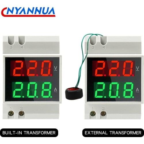 Din-Rail AC Digital Voltmeter Ammeter Meter Digital Display 220V380V Multi-function Meter D52-2042 with current transformer