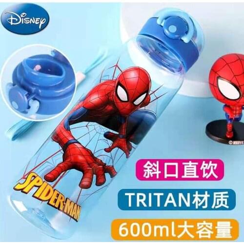 Disney Marvel Tritan PP Water Cup For Child Frozen Straw Plastic Straight Drink Cup Students Mickey Baby Water Bottle For Kids