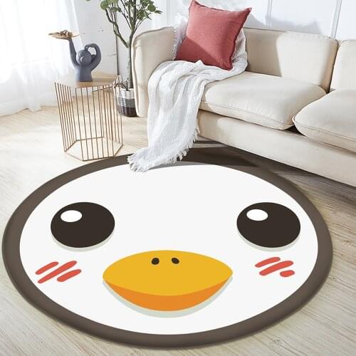 Good Quality Non-Slip Children Flannel Round Carpet Baby Hand Print Carpet Baby Play Mat Cute Duck Children Comfortable Carpet