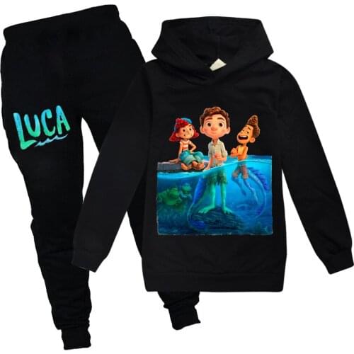 2022 New Movie Luca Kids Boys Girls Autumn Cartoon Print Hoodie Pants Clothes Set big Children Sweatshirt Suit Tracksuit For Kid