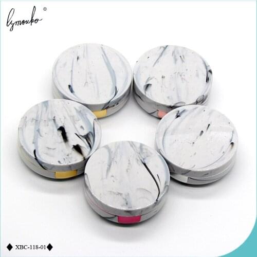 Lymouko New ABS Marble Limestone Microgroove with Mirror Contact Lens Case for Women Gift Kit Holder Contact Lenses Box