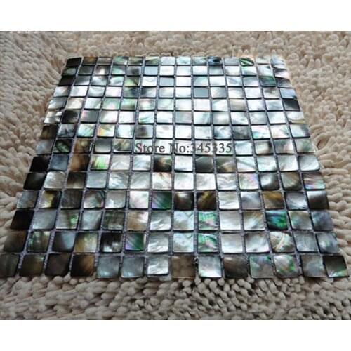 11pcs square black lip shell mosaic tile mother of pearl for backsplash kitchen room wallpaper bathroom decoration wall tiles