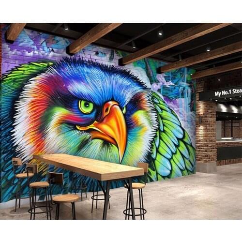 Bacal Color owl graffiti custom wall art painting mural wallpaper 3d living room TV backdrop relief plum photo wall paper