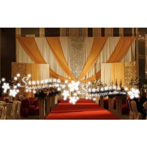 NEW Designed Wedding Backdrops with luxurious Gold Swag for Wedding Decorations 3m*6m with sequin