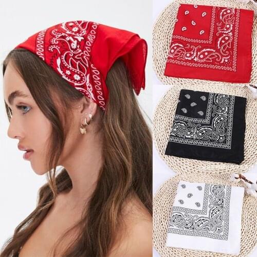 New Fashion Paisley Print Square Scarf Bandana for Women Headdress Retro Headband Ladies Headwarp Hairband Hair Accessories