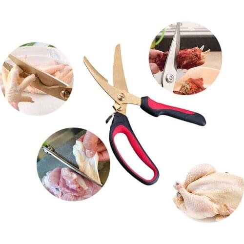 Soft handle Shears Tool for Poultry Fish Meat Vegetables Herbs BBQ Stainless Steel Poultry Kitchen Chicken Bone Kitchen Scissor