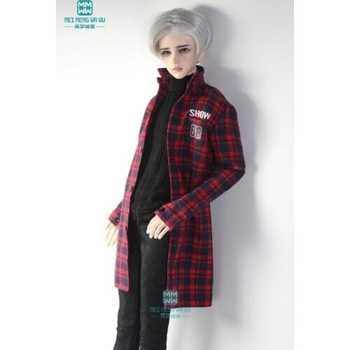 BJD doll clothes fits BJD uncle fashion Wild Turtleneck Sweater Plaid Shirt Jacket