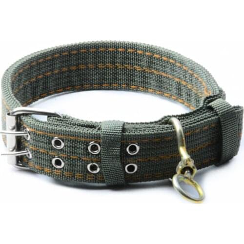 Dog Collar Army Green Double Breasted Thickened Rotating Pull Button Design Pet Necklace Ribbon For Golden Retriever Large Dogs