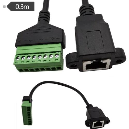 RJ45 8p8c Female To 8Pin UTP DVR Cable AV CCTV Ethernet Extender Screw Terminal Connector Splitter 30cm Solderless For Cat5 6 7