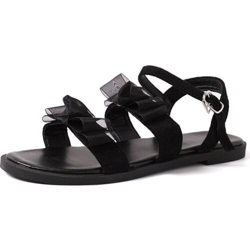 Womens Sandals 2019 Summer New Flat Sandal Casual Buckle Strap Bow Fashion Shoes Women