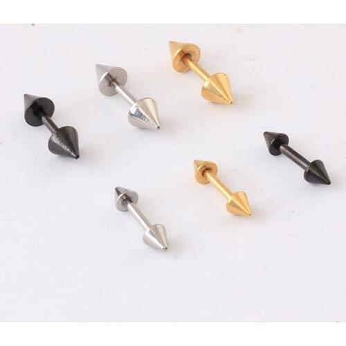 1Pair = 2 pieces 3mm 4mm Steel black gold Punk Rock Rivet Spike Stainless Steel Mens Womens Stud Earrings unisex ear plug