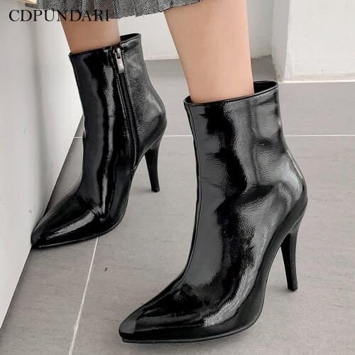 CDPUNDARI Sexy Pointed Toe ankle boots for women High heels boots Ladies winter shoes woman bottine femme botas mujer