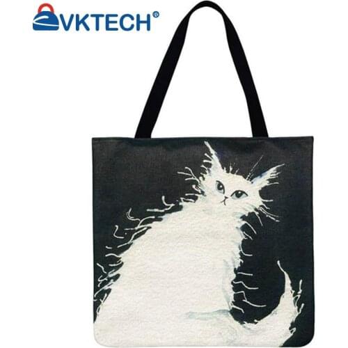 Horror Cat Shoulder Shopping Bag Casual Ladies Large Capacity Tote Handbags