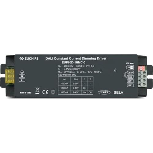 60W DALI dimmable LED driver LED power supply with DIP selectable current 1050ma 1200ma 1400ma DALI & switch dimming
