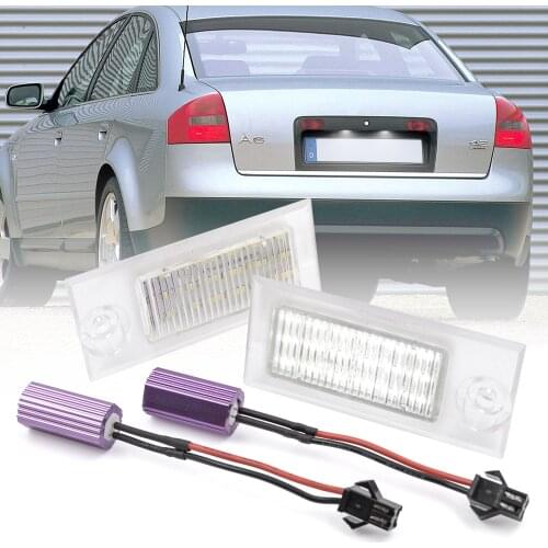 2pc LED License Number Plate Light For Audi A6 C6 4B Sedan 1997-2004 OEM# 4B5943021