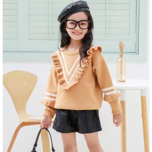 Girls Sweater Babys Coat Outwear 2021 Sweet Thicken Warm Winter Autumn Knitting Scoop Jacket Long Sleeve Childrens Clothing