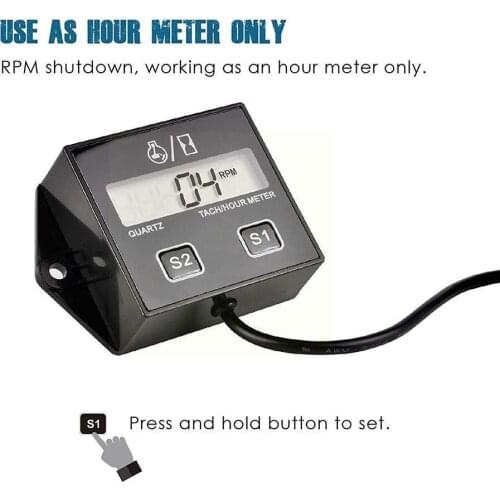 Digital Engine Tach Hour Meter Tachometer Gauge Engine LCD Stroke For Motorcycle RPM Boat Display Engine Car Motor U4K6