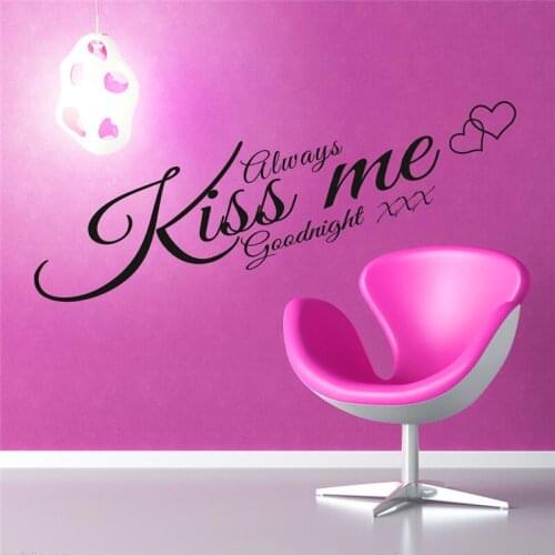Always kiss me goodnight vinyl wall stickers letters bedroom indoor wall art decor black diy decals