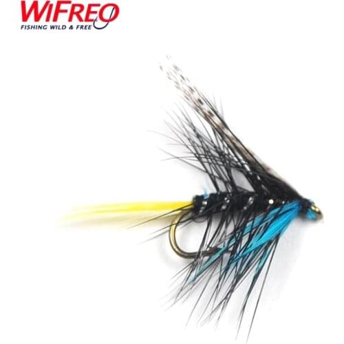 Wifreo 10PCS #12 Blue Silver Doctor Fly Fishing Trout Flies Free Box Package
