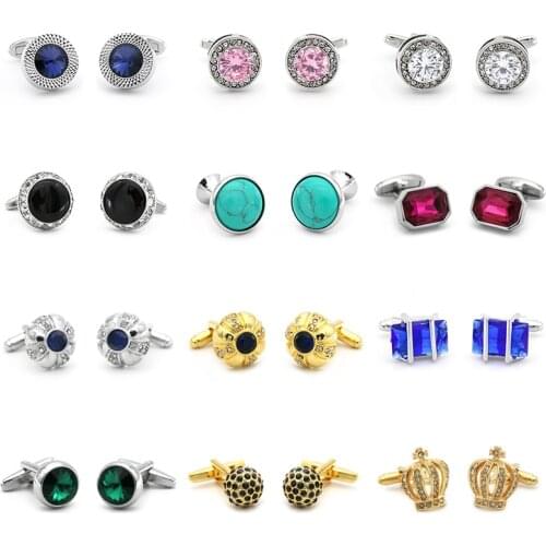 New Mens Shirt Cufflinks Crystal Series Cufflinks Multi Style Design Brass Designer Cufflinks Wedding Gifts