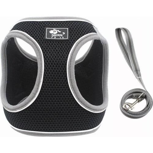 Pet Dog Vest Harness Leash Adjustable Reflective Mesh Vest Dog Harness Collar Chest Strap Leash Harnesses with Traction Rope