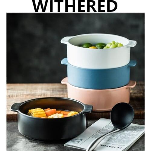 Wintered Home Nordic Simplicity Japanese Morandi Pure Color Ceramic Soup Bowl Noodle Bowl Fruit Plate Round Bowl Tableware