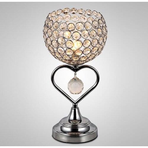 1Pc Creative Crystal Table Lamp Romantic Heart-shaped Desk Light Bedroom Reading Light
