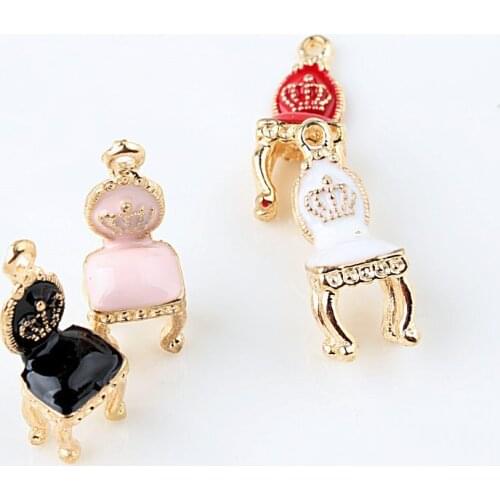 Hot 10pcs High Quality DIY Fashion Enamels Charms Gift Palace Chair Alloy Pendant Making Bracelet Necklace Jewelry Accessories