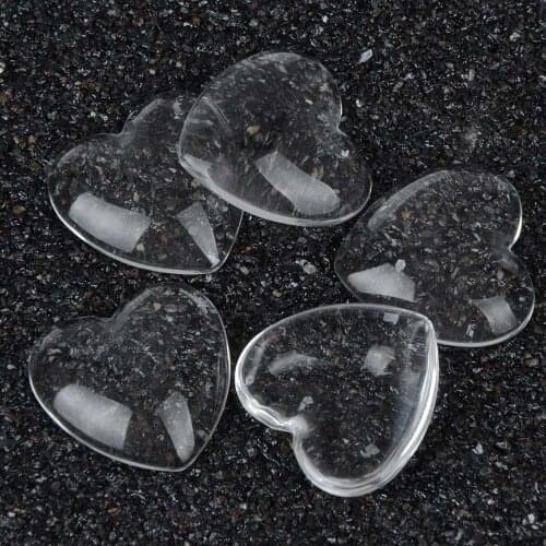 10pcs/lot 25mm Transparent Heart Shape Glass Cabochons Accessories Jewelry