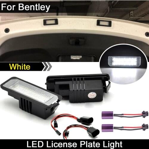 2Pcs For Bentley Continental Mulsanne Azure Brooklands High Brightness White LED License Plate Light Number Plate Lamp