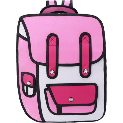 3D Jump Style 2D Drawing From Cartoon Paper Backpack Shoulder Bag Comic Bookbag LX9F