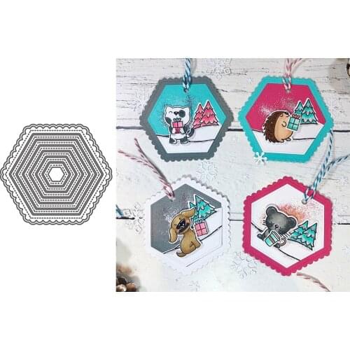 7pcs/Set Hexagon Wave Stitch Cutting Dies Metal Stencils for DIY Scrapbooking Photo Album Paper Cards Craft Decor New 2020 Die