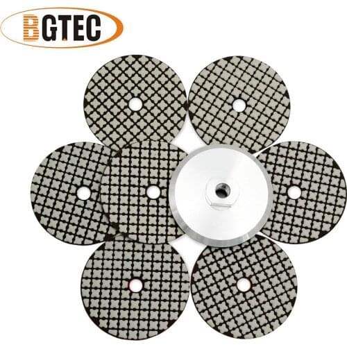 BGTEC 7pcs/set 100mm grit 50-3000 Dry Diamond Polishing Pad with M14 Aluminum base backer 4'' griding disc for Granite Marble