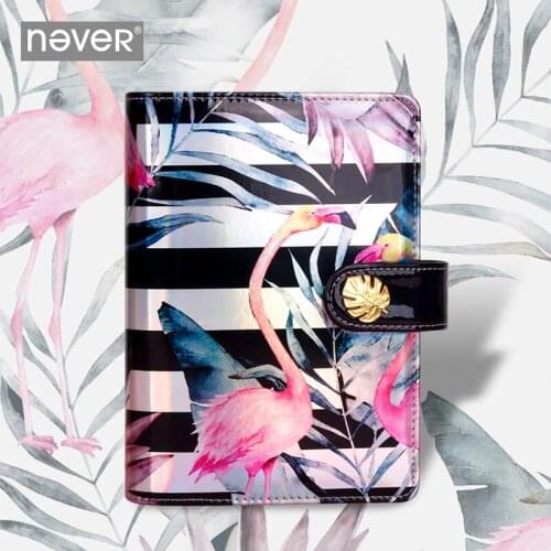 2019 New Yiwi Never Flamingo A6 Waterproof PU leather Notebook Binder Planner With Filler Pages