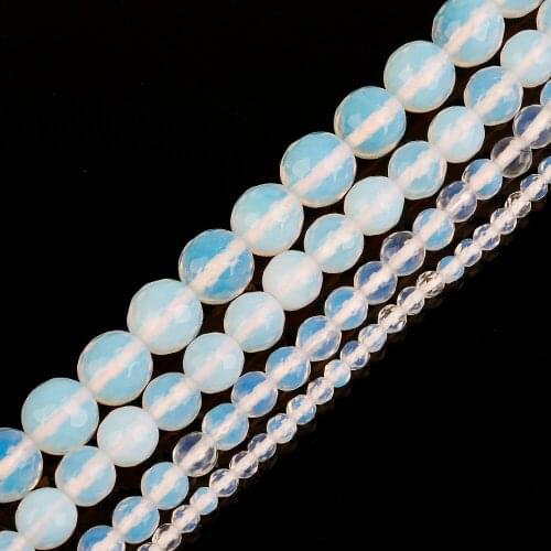 Natural Stone Faceted Opal Beads Loose Spacer Beads 4/6/8/10mm 15'' For Jewelry Making DIY Bracelet Necklace
