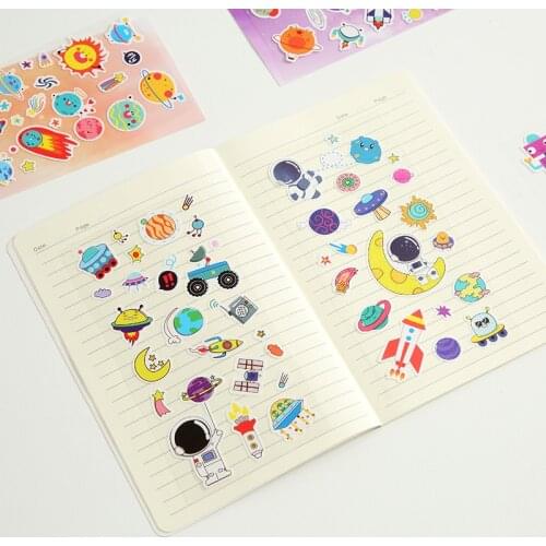 1 Sheet Kawaii Planets Moon Walker Astronaut Diary Imagination Decorative Stickers