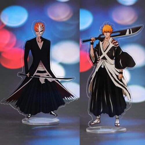 15cm japan anime cartoon BLEACH Kurosaki Ichigo Rukia Kuchiki PVC figure model Acrylic Stand Decoration Gift