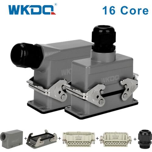 Heavy Duty Connector with HDC-016 Core Industrial Waterproof Aviation Plug Socket with16A 500V Top Line And Lateral Line
