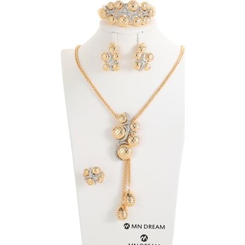 New African Jewelry set luxury gold jewelry Ethiopia Dubai wedding party gift for women bridal Necklace Bracelet earrings ring