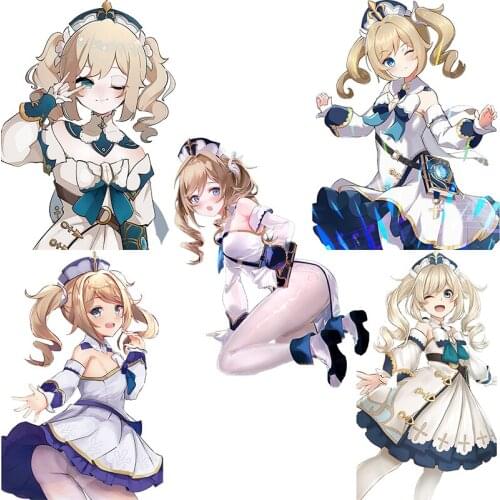 Three Ratels CA88 Genshin Impact Barbara Cute Anime Girl Car Sticker Fuel Tank Cap&Rearview Mirror Waterproof Decal wall sticker