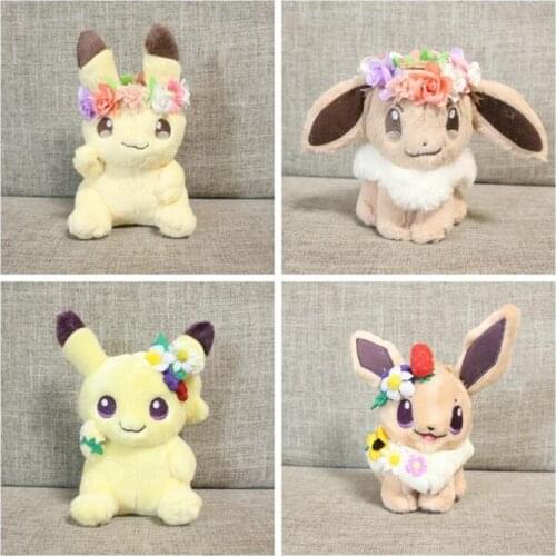 2020 New Japan anime 18cm Pikachu&Eievuis Easter Eevee Plush Doll Stuffed Toy Limited Plush Doll Toy