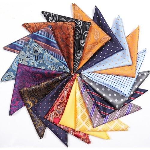 2018 new tie handkerchief Mens Wedding paisley white men pocket squares gift ties matching handkerchiefs blue lot