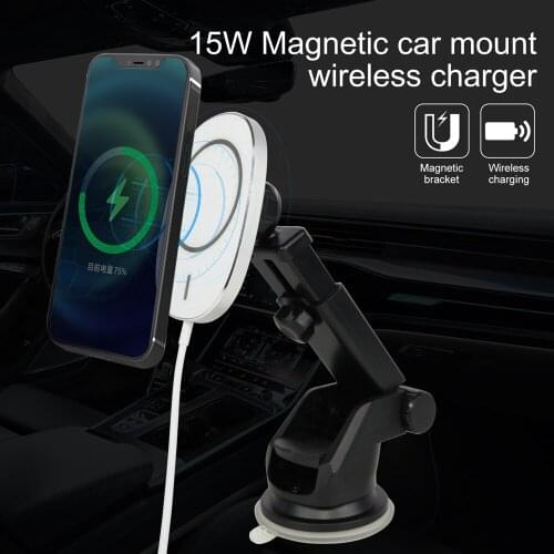 15W New Magnetic Wireless Car Charger Mount for iPhone 12 Pro Max mini Magsafe Fast Charging Wireless Charger Car Phone Hold