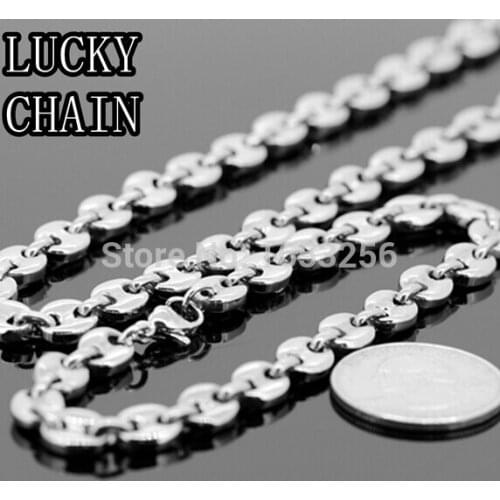 One Set Jewlery 10mm wide brand new men/womens silver Color stainless steel coffee bean Link Chain necklace + bracelet